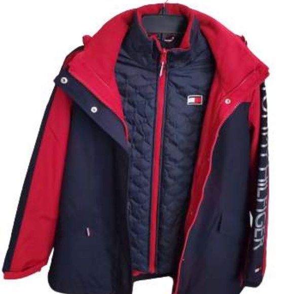 NEW Tommy Hilfiger 2 in 1 Jacket Women Size S Crimson/Navy - Picture 6 of 6